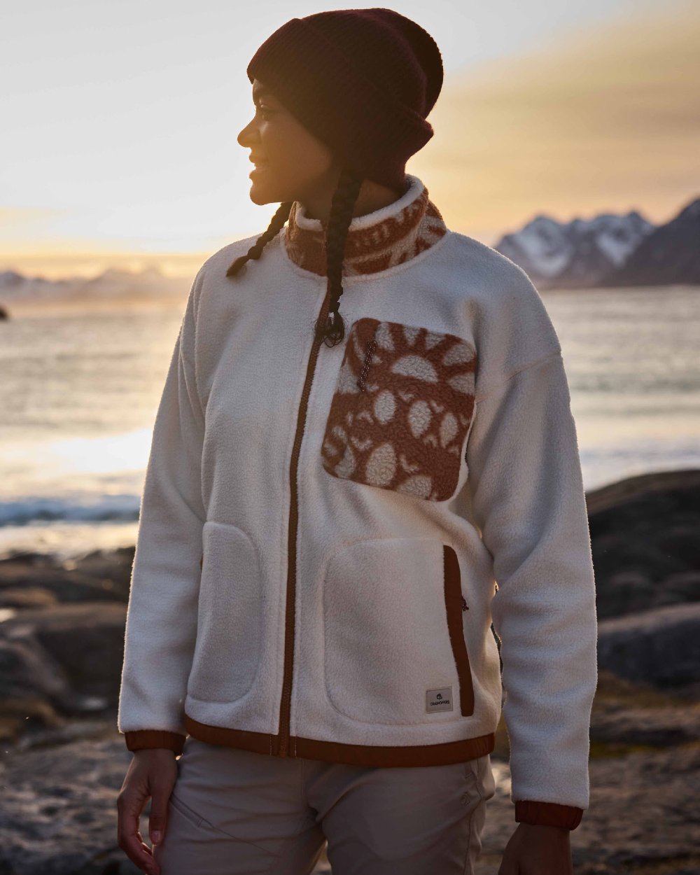Ecru Hazel coloured Craghoppers Womens Sanaa Jacket on lake background 