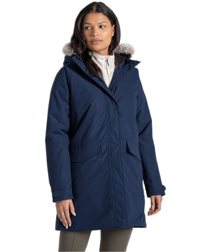 Blue Navy Coloured Craghoppers Womens Sofia II Jacket on white background 