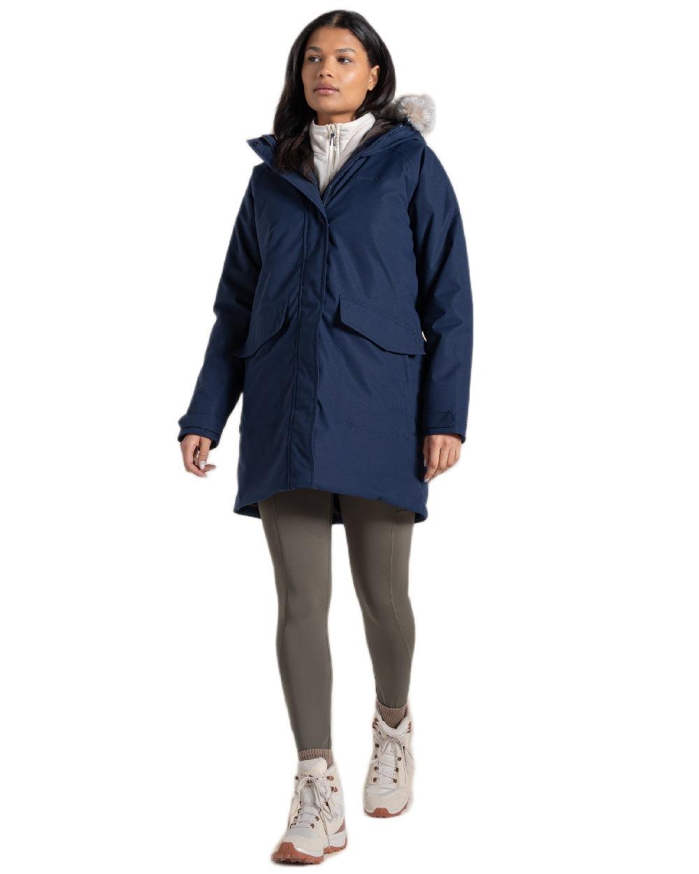 Blue Navy Coloured Craghoppers Womens Sofia II Jacket on white background 