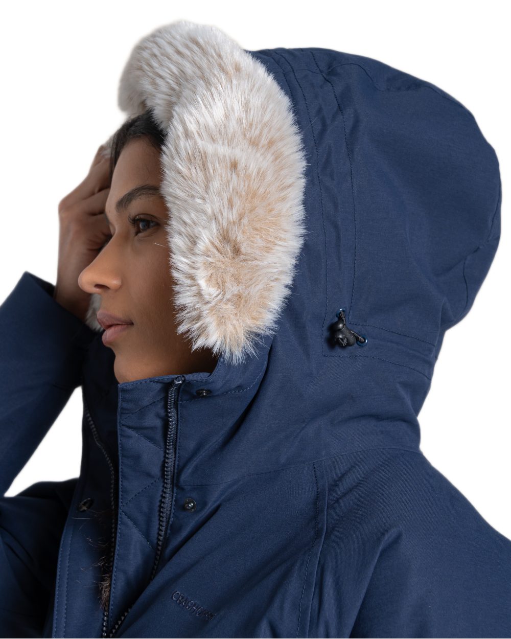 Blue Navy Coloured Craghoppers Womens Sofia II Jacket on white background 