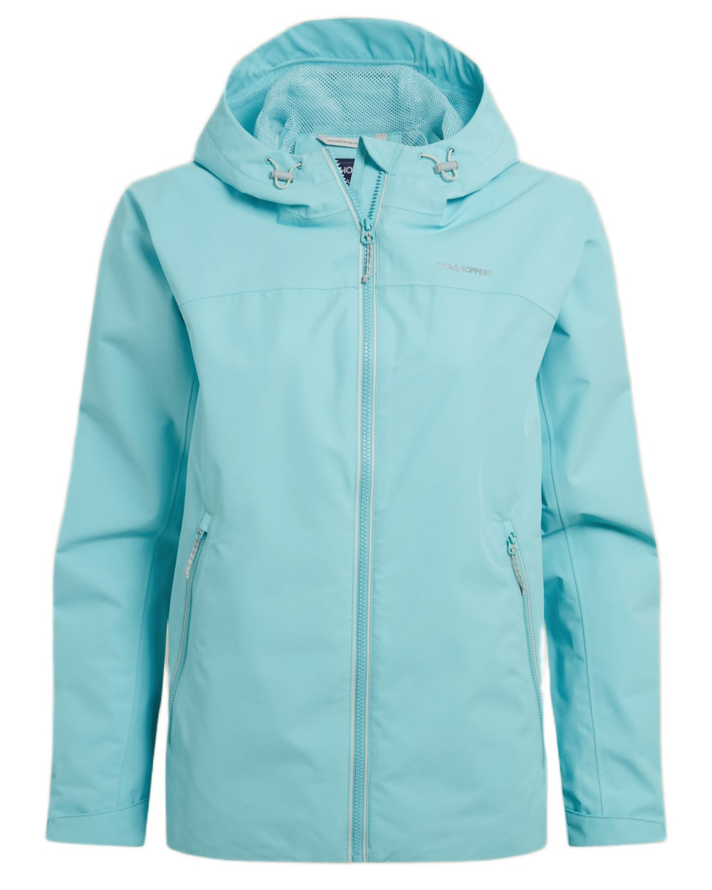 Aqua Sky coloured Craghoppers Womens Solla Waterproof Jacket on white background 