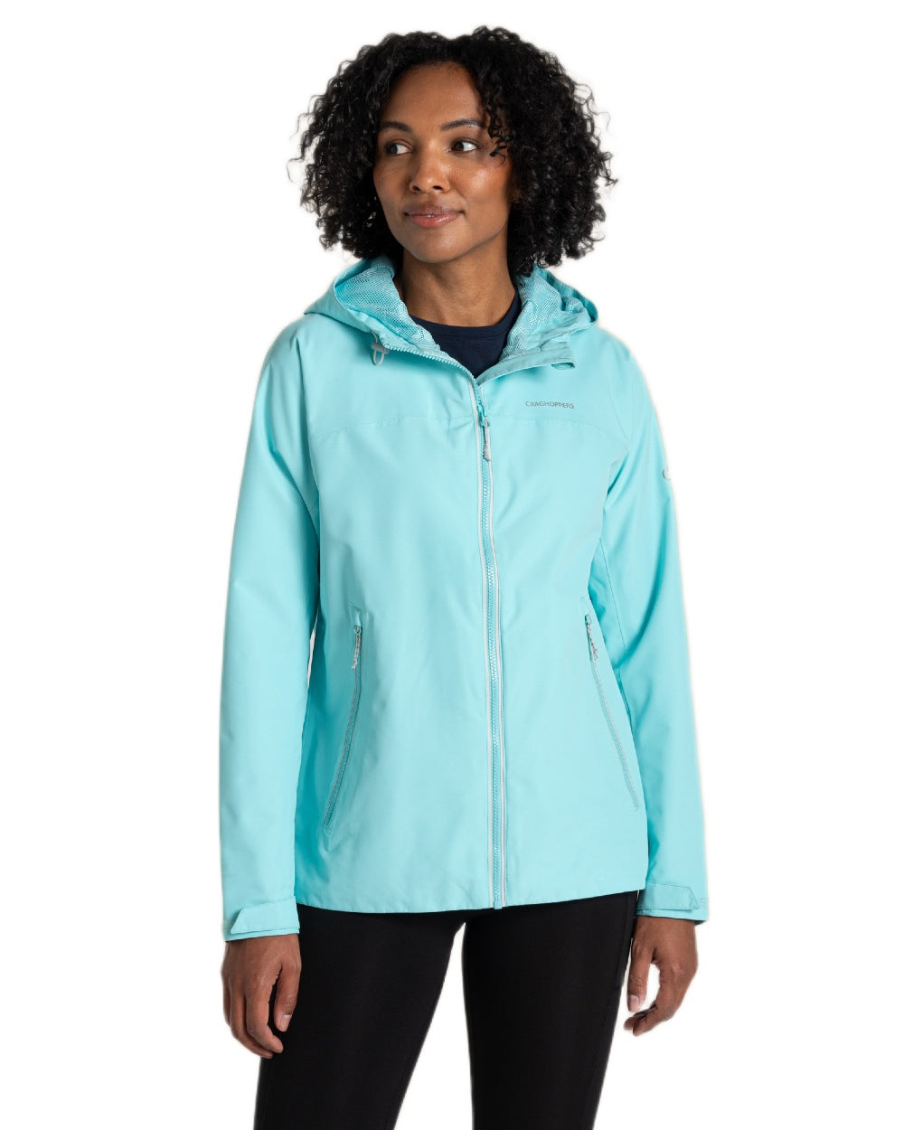 Aqua Sky coloured Craghoppers Womens Solla Waterproof Jacket on white background 