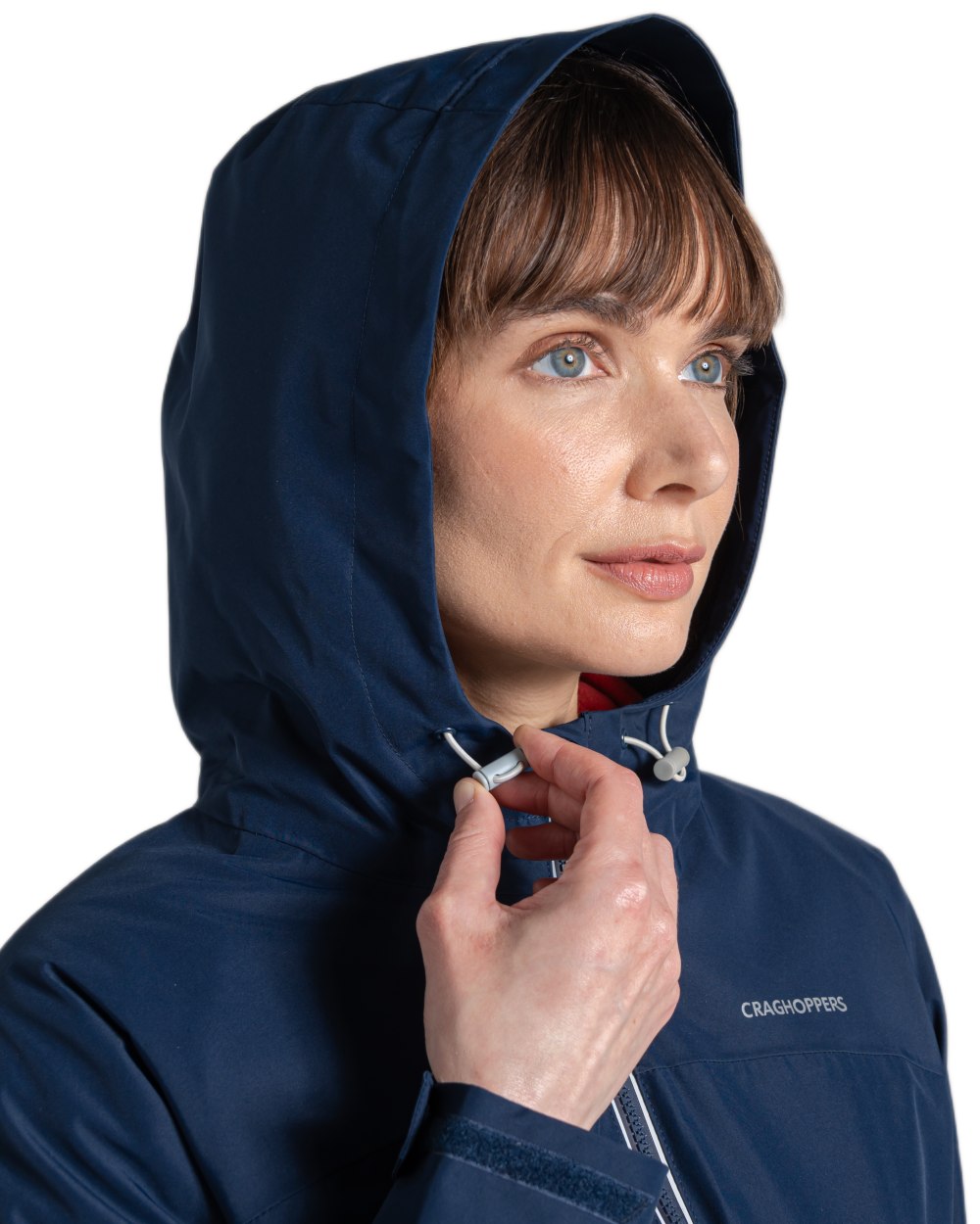 Blue Navy coloured Craghoppers Womens Solla Waterproof Jacket on white background 