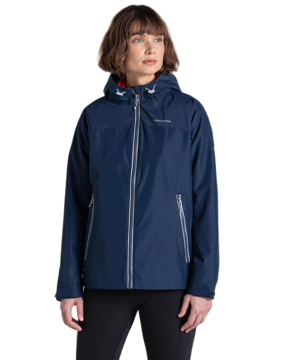 Blue Navy coloured Craghoppers Womens Solla Waterproof Jacket on white background 