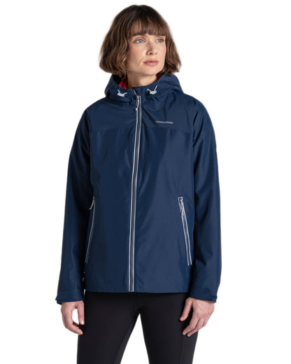 Blue Navy coloured Craghoppers Womens Solla Waterproof Jacket on white background 