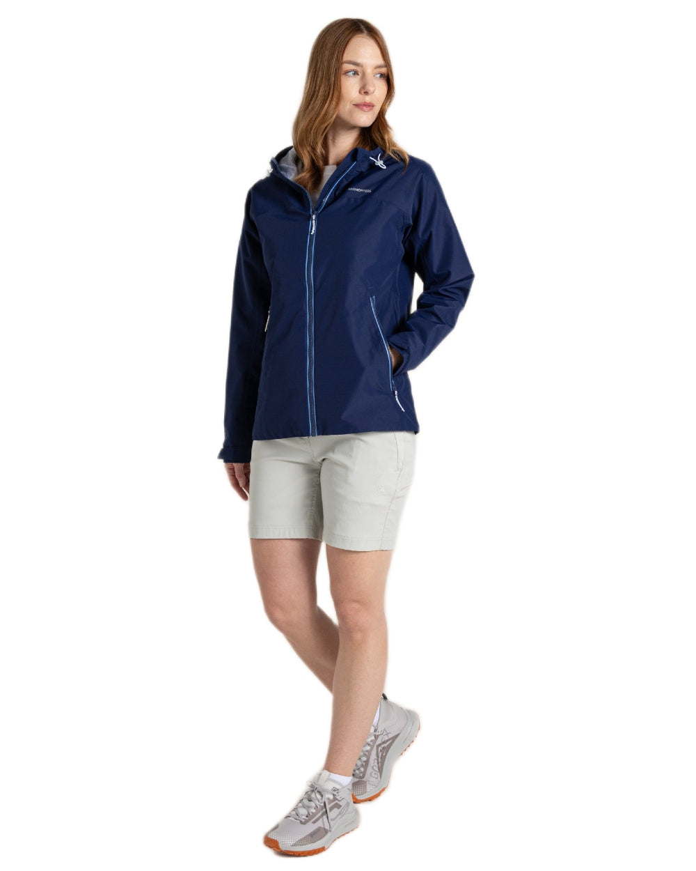 Indigo Blue coloured Craghoppers Womens Solla Waterproof Jacket on white background 