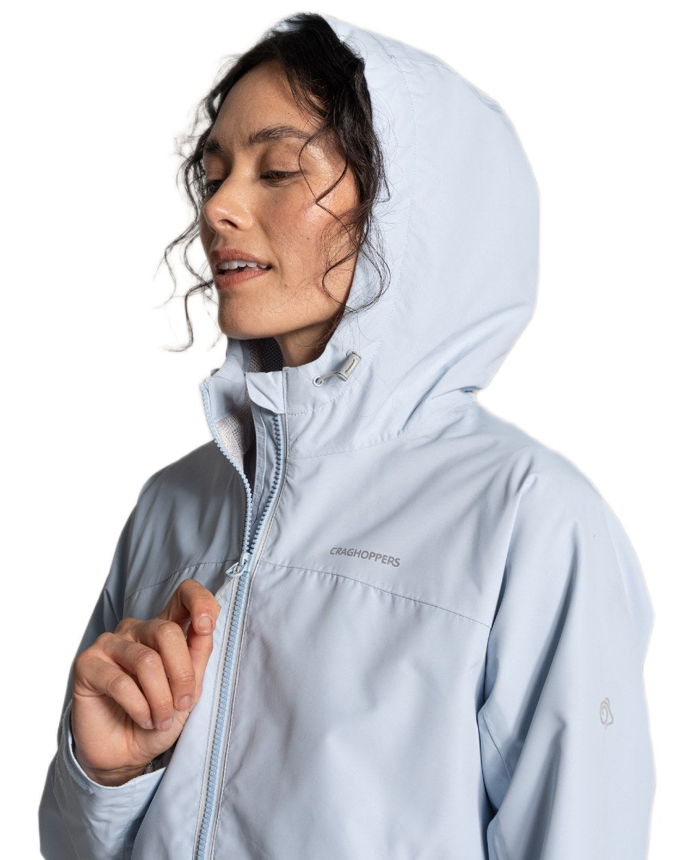 Nimbus Blue coloured Craghoppers Womens Solla Waterproof Jacket on white background 