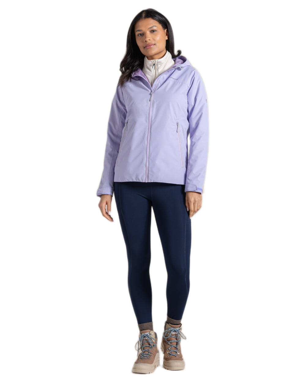Parma Violet coloured Craghoppers Womens Solla Waterproof Jacket on white background 