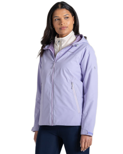 Parma Violet coloured Craghoppers Womens Solla Waterproof Jacket on white background 