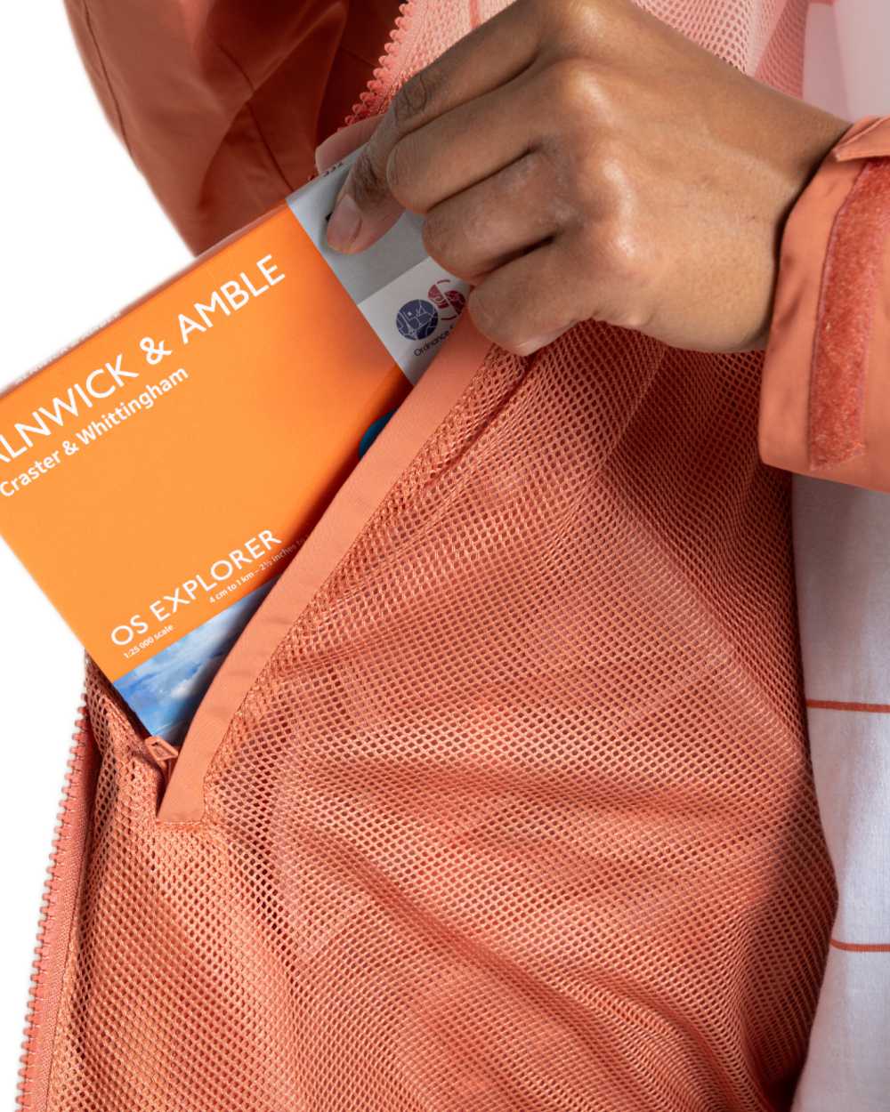 Red Sandstone coloured Craghoppers Womens Solla Waterproof Jacket on white background 