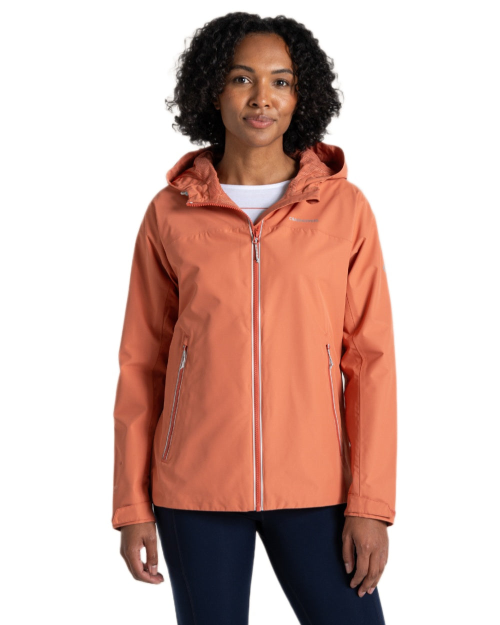 Red Sandstone coloured Craghoppers Womens Solla Waterproof Jacket on white background 