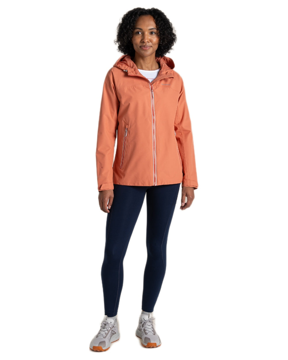 Red Sandstone coloured Craghoppers Womens Solla Waterproof Jacket on white background 