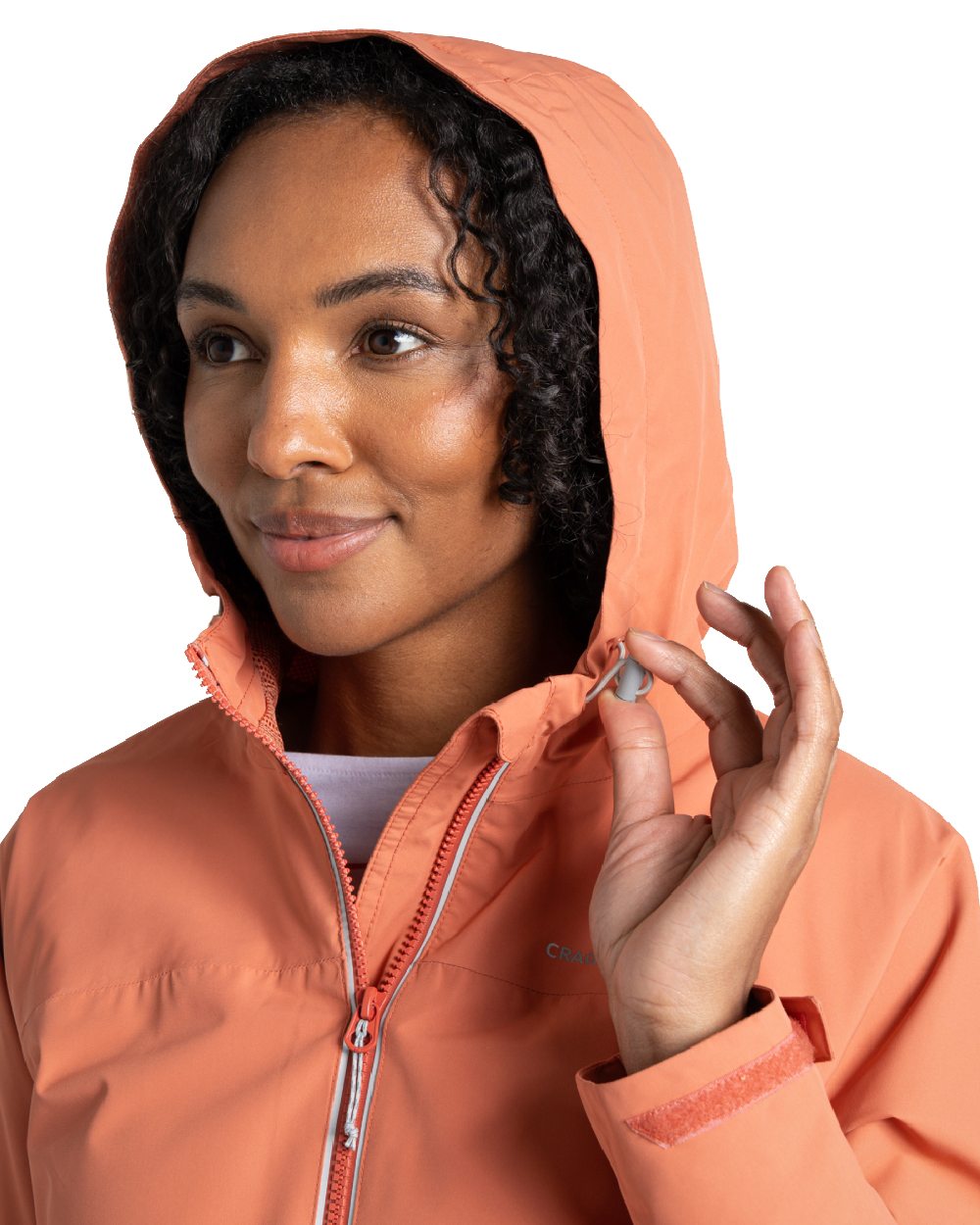 Red Sandstone coloured Craghoppers Womens Solla Waterproof Jacket on white background 