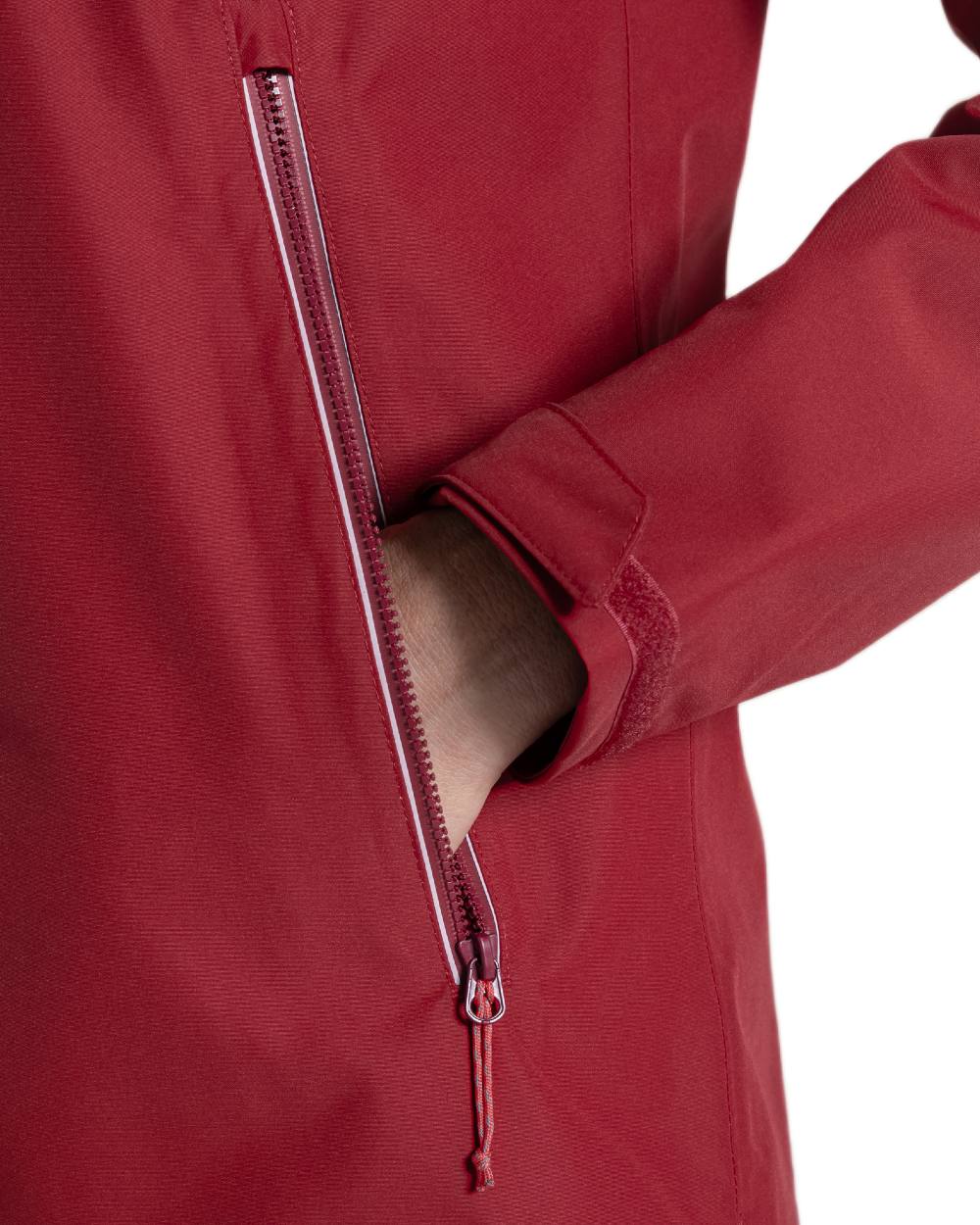 Sumac Red coloured Craghoppers Womens Solla Waterproof Jacket on white background 