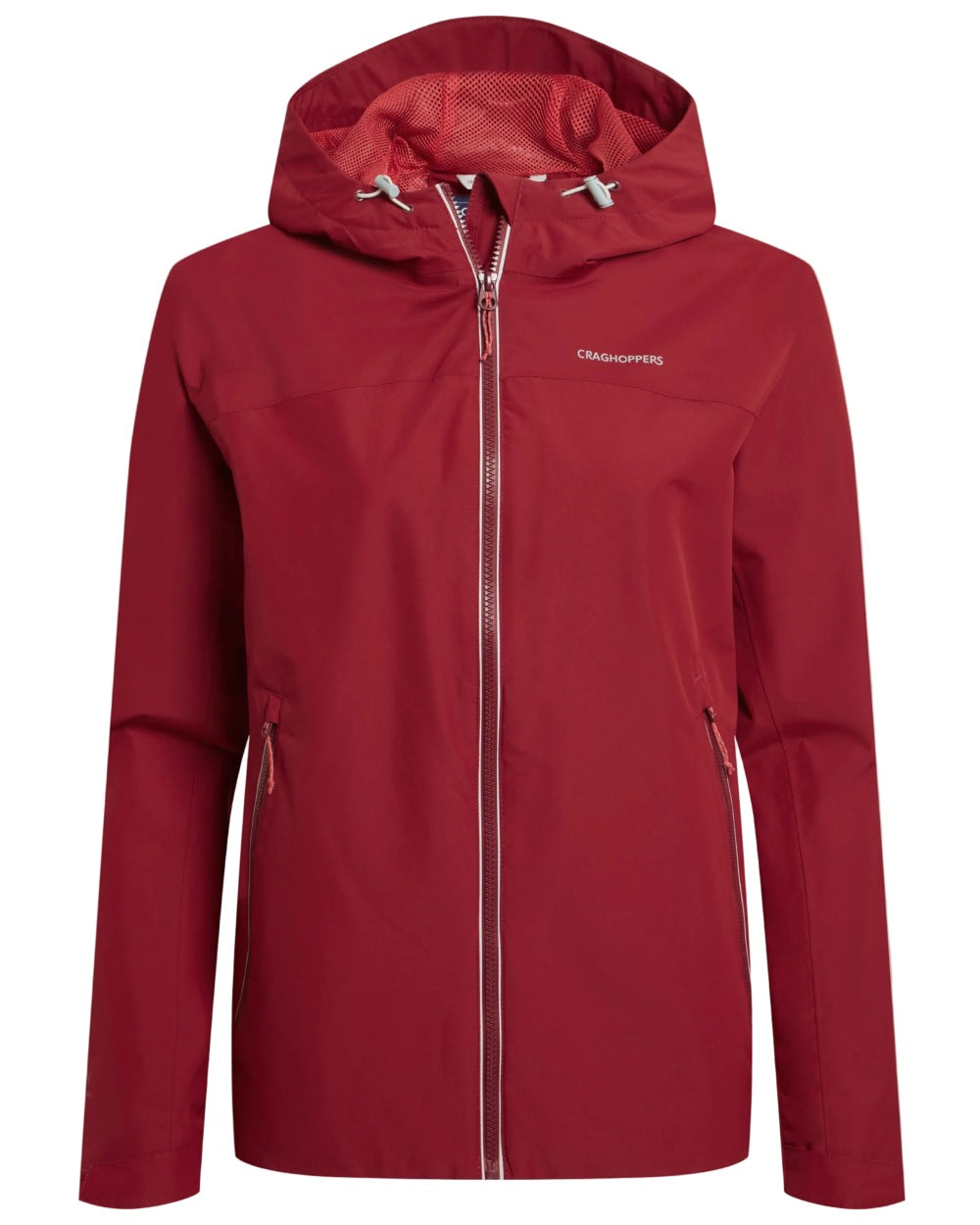 Sumac Red coloured Craghoppers Womens Solla Waterproof Jacket on white background 
