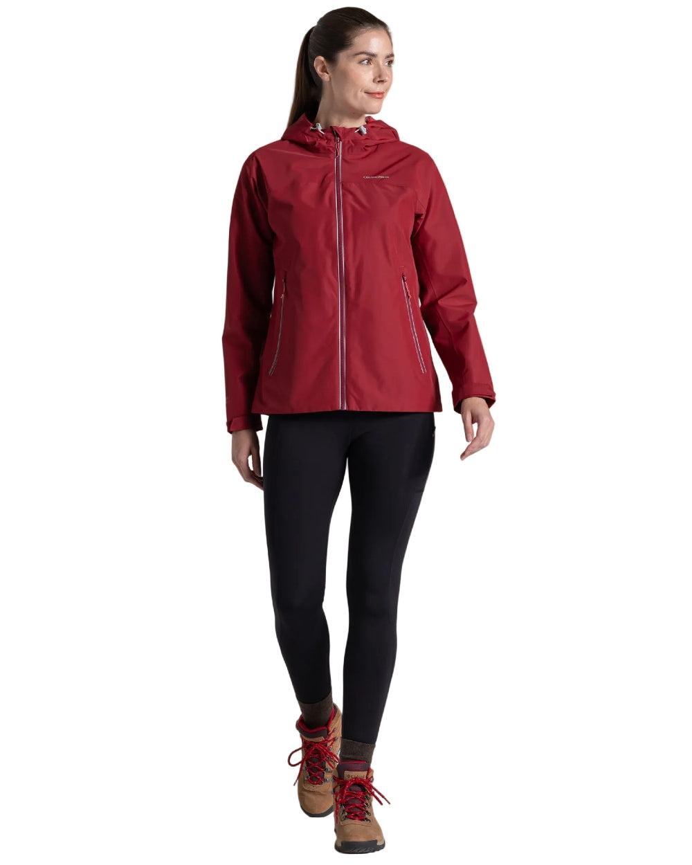 Sumac Red coloured Craghoppers Womens Solla Waterproof Jacket on white background 