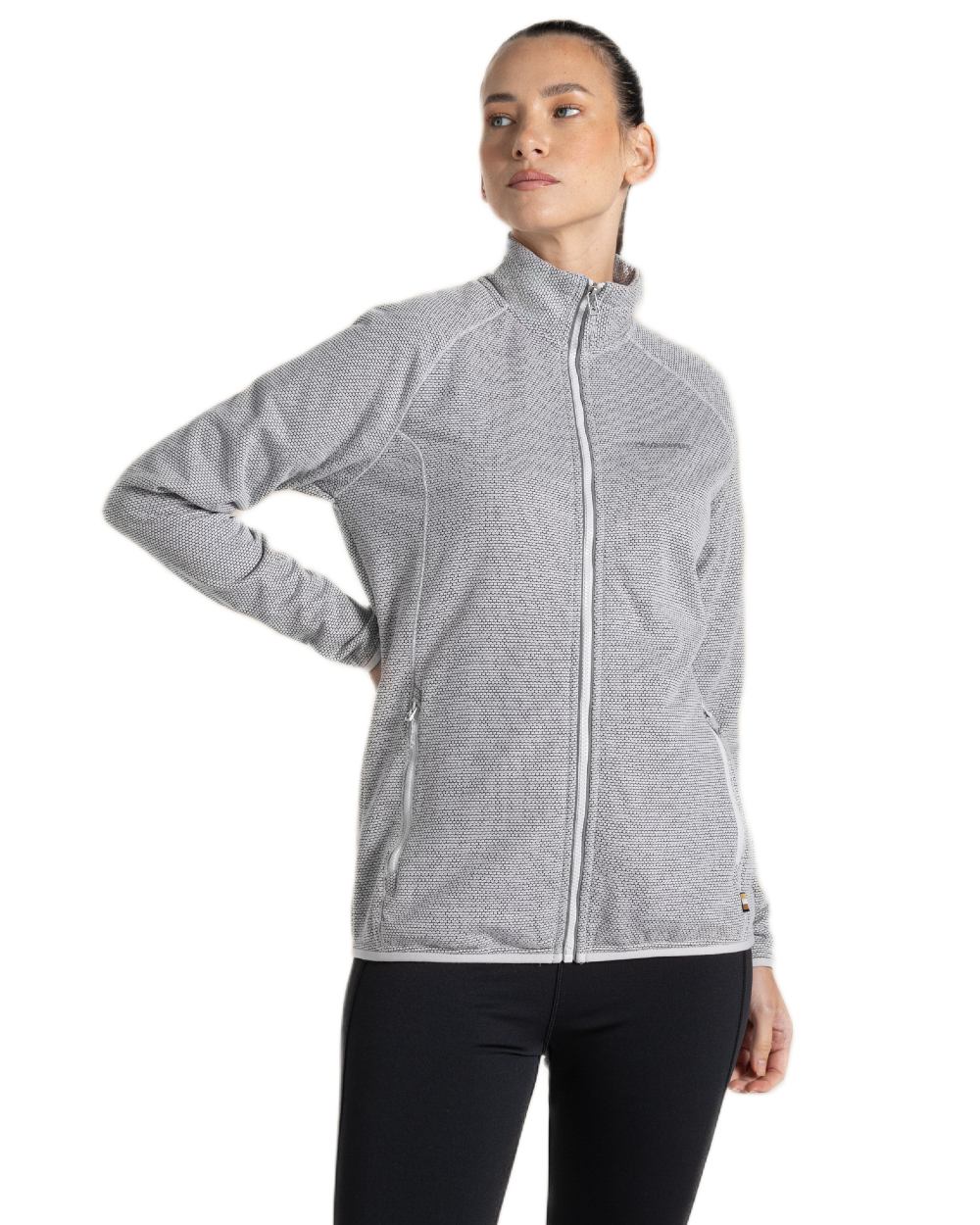 Lunar Grey Marl coloured Craghoppers Womens Tarvos Full Zip Fleece on white background 
