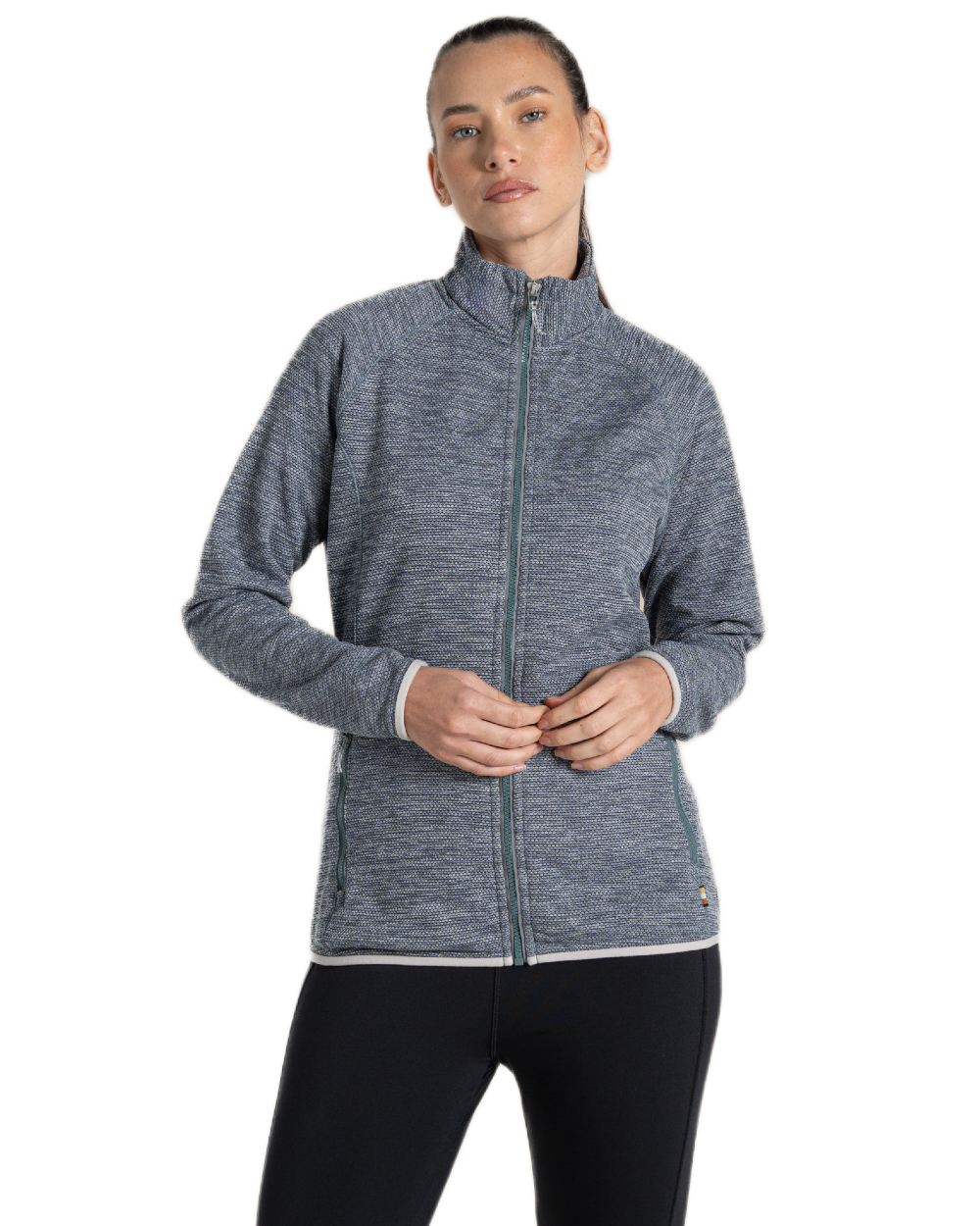 Storm Grey Marl coloured Craghoppers Womens Tarvos Full Zip Fleece on white background 