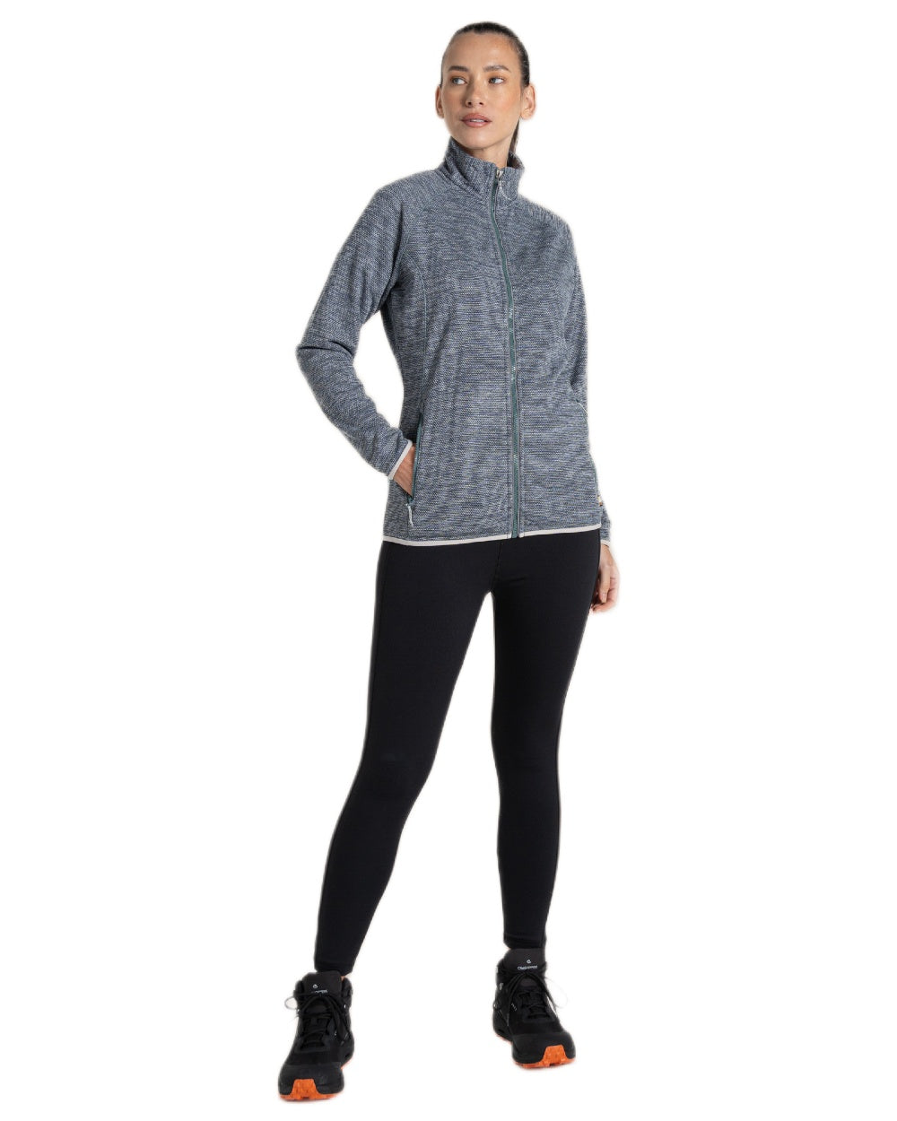 Storm Grey Marl coloured Craghoppers Womens Tarvos Full Zip Fleece on white background 