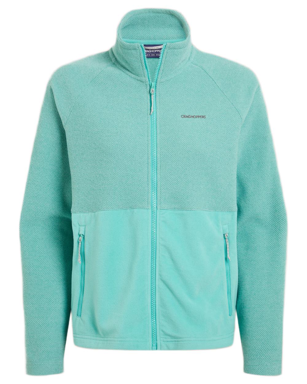 Glazed Aqua coloured Craghoppers Womens Thuya Full Zip Jacket on white background 