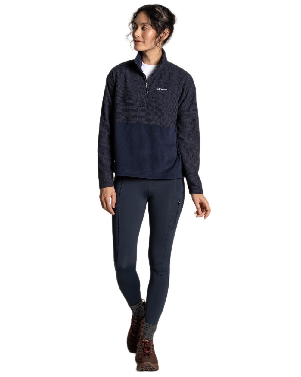 Dark Sapphire coloured Craghoppers Womens Thuya Half Zip Fleece on white background 