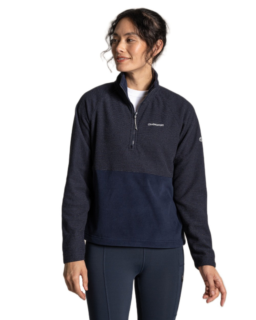 Dark Sapphire coloured Craghoppers Womens Thuya Half Zip Fleece on white background 