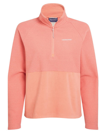 Spiced Apricot coloured Craghoppers Womens Thuya Half Zip Fleece on white background 