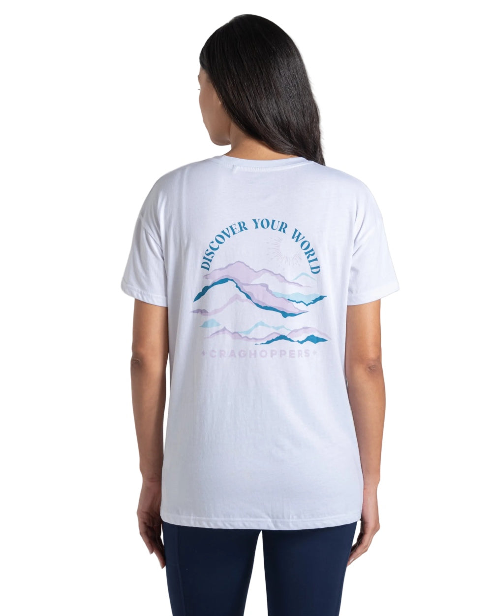 Optic White Coloured Craghoppers Womens Yago Short Sleeved Top on White Background 