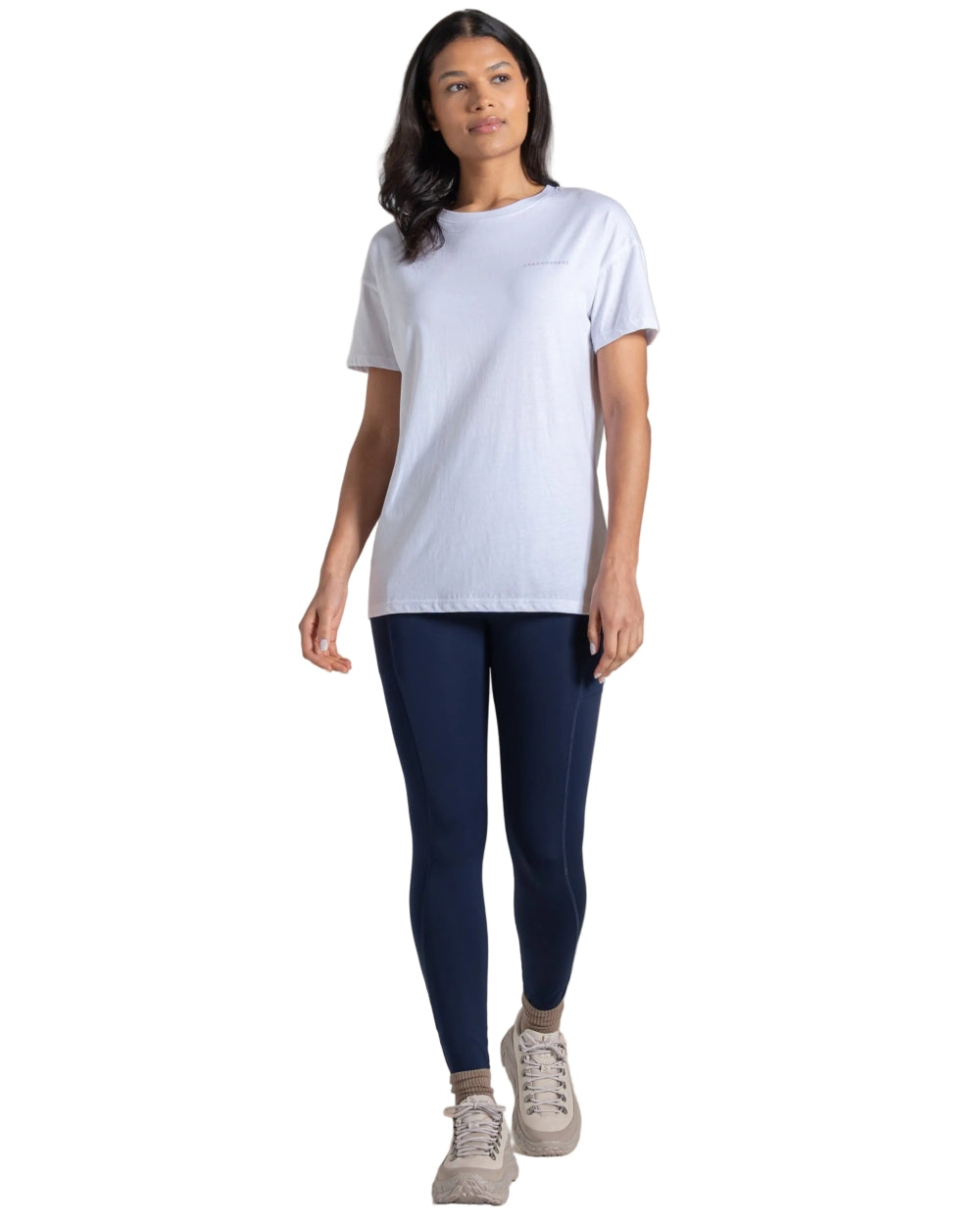 Optic White Coloured Craghoppers Womens Yago Short Sleeved Top on White Background 