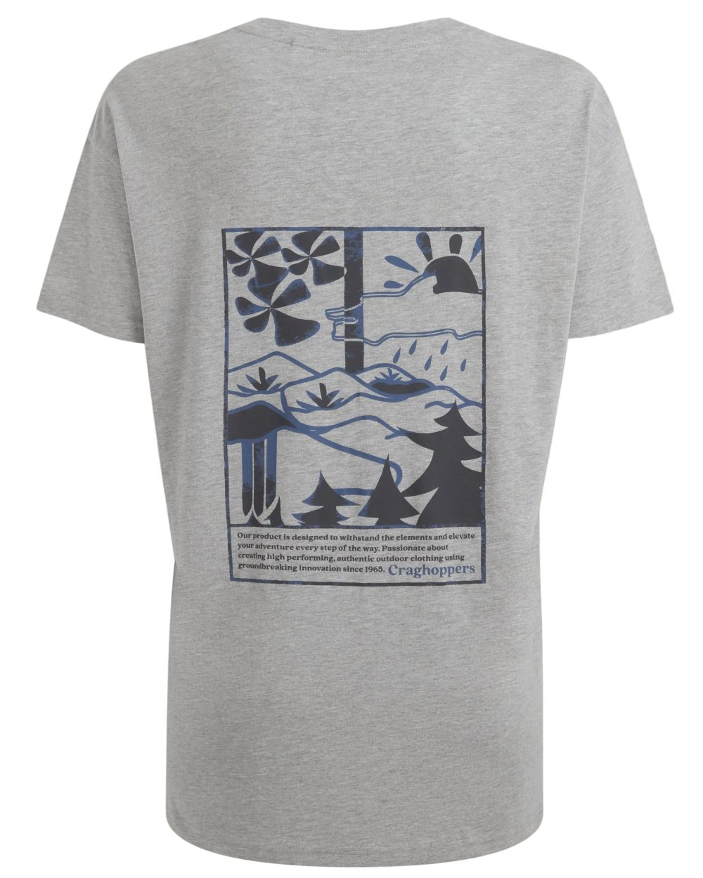 Soft Grey Marl Coloured Craghoppers Womens Yago Short Sleeved Top on White Background
