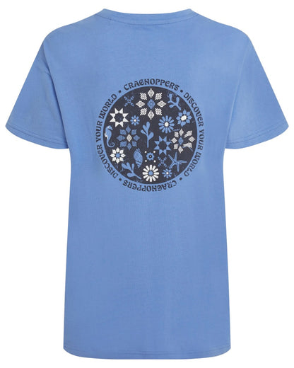 Vinca Blue Coloured Craghoppers Womens Yago Short Sleeved Top on White Background 