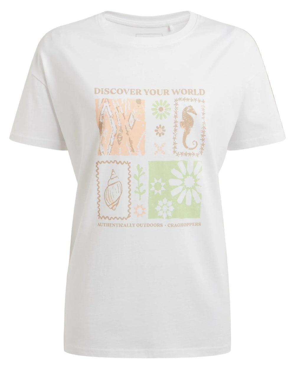 White Summer Coloured Craghoppers Womens Yago Short Sleeved Top on White Background 