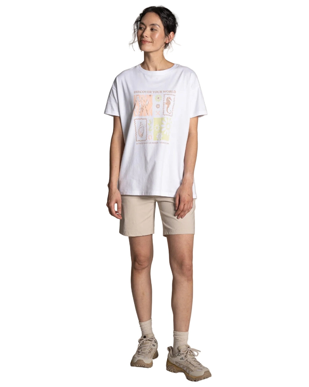 White Summer Coloured Craghoppers Womens Yago Short Sleeved Top on White Background 