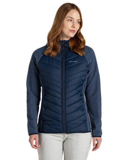 Blue Navy coloured Craghoppers Womens Zayas Hybrid Insulating Jacket on white background 