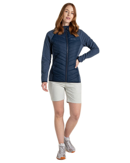 Blue Navy coloured Craghoppers Womens Zayas Hybrid Insulating Jacket on white background 