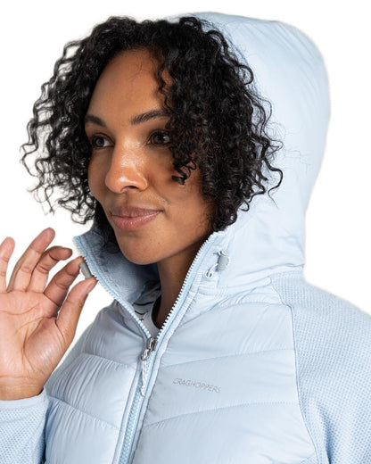 Nimbus Blue coloured Craghoppers Womens Zayas Hybrid Insulating Jacket on white background 