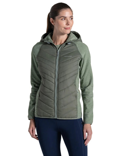 Sage coloured Craghoppers Womens Zayas Hybrid Insulating Jacket on white background 