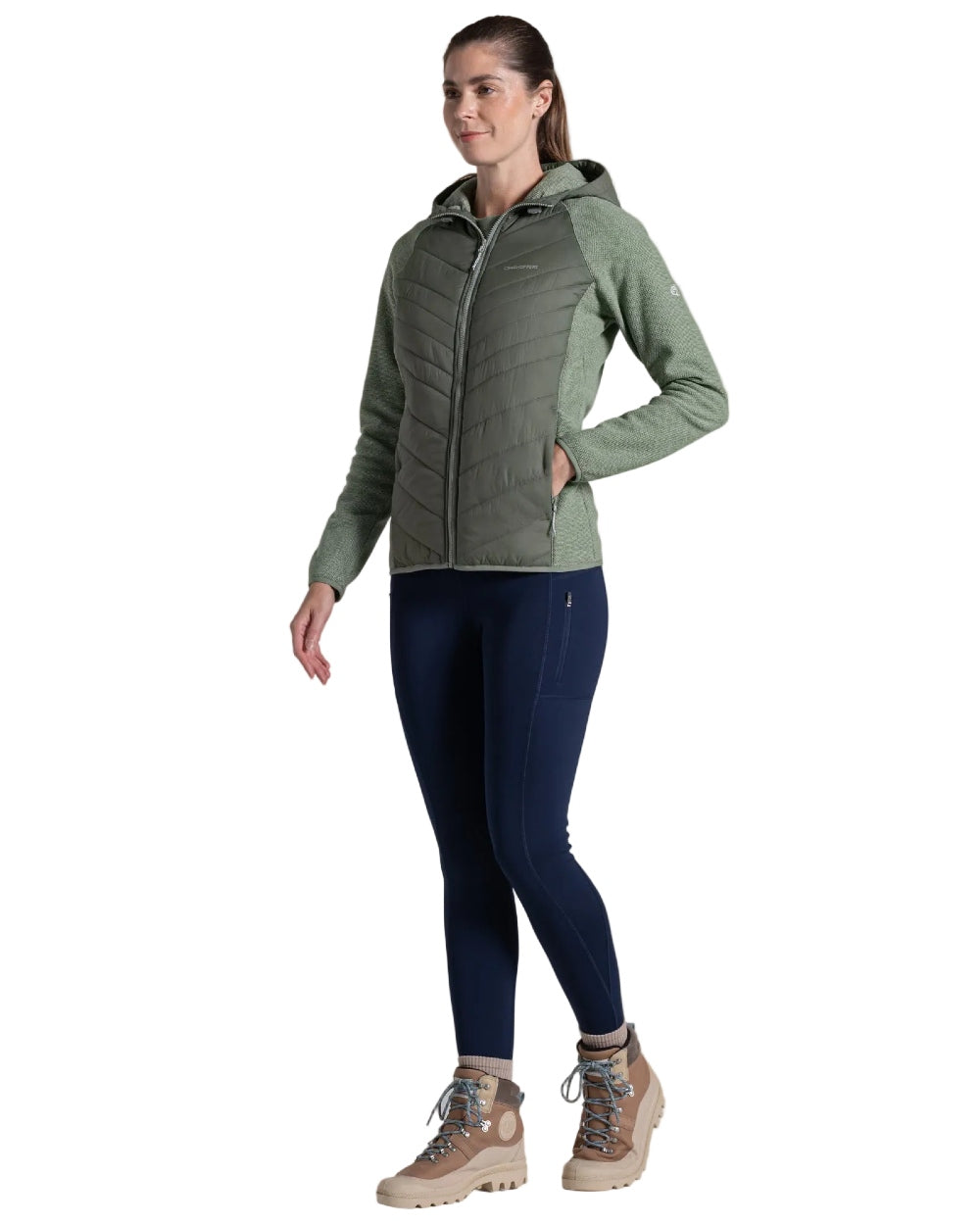 Sage coloured Craghoppers Womens Zayas Hybrid Insulating Jacket on white background 