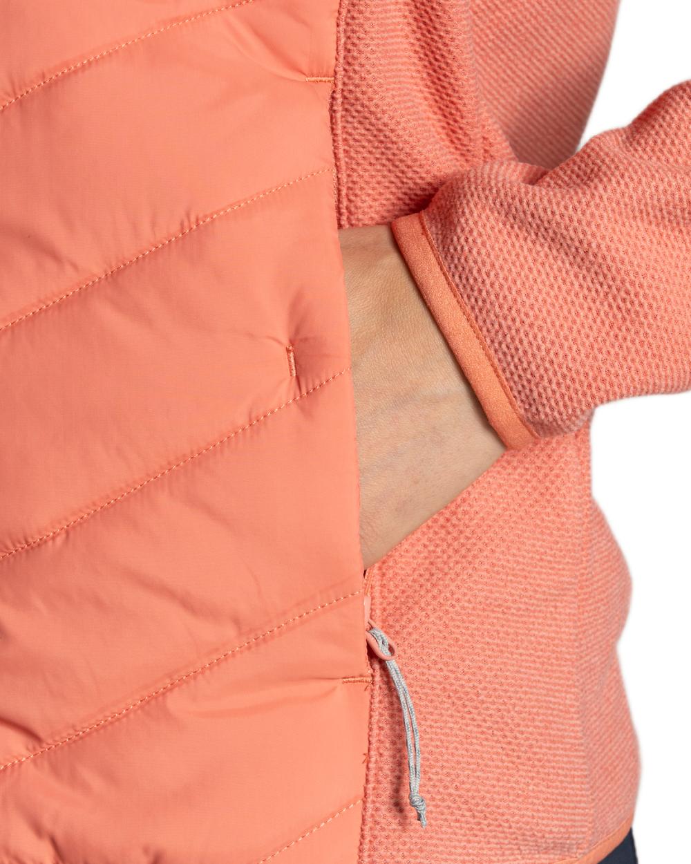 Spiced Apricot coloured Craghoppers Womens Zayas II Hybrid Jacket on white background 