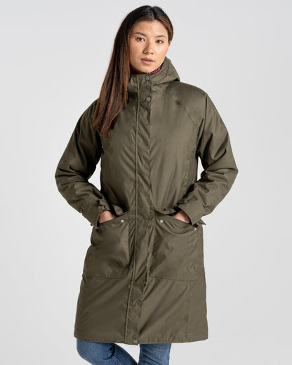 Craghoppers Caithness Long Waterproof Jacket in Wild Olive 
