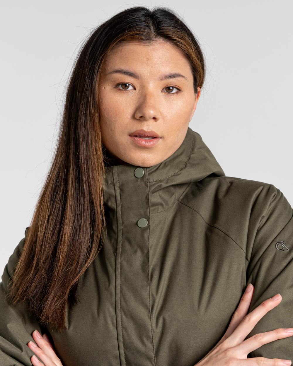 Craghoppers Caithness Long Waterproof Jacket in Wild Olive 