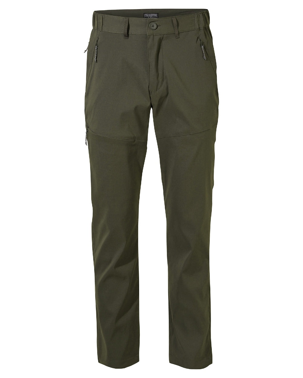 Dark Khaki Coloured Craghoppers Mens Kiwi Pro II Trousers On A White Background 