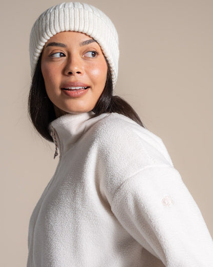 Ecru coloured Craghoppers Womens Sanaa Half Zip on beige background 