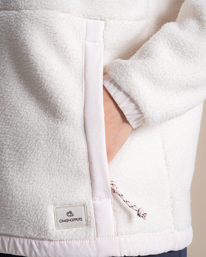 Ecru coloured Craghoppers Womens Sanaa Half Zip on beige background 