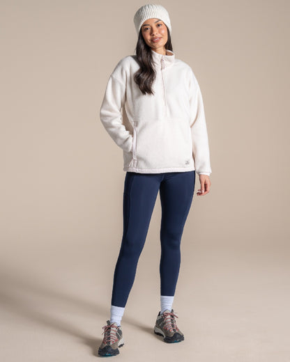 Ecru coloured Craghoppers Womens Sanaa Half Zip on beige background 
