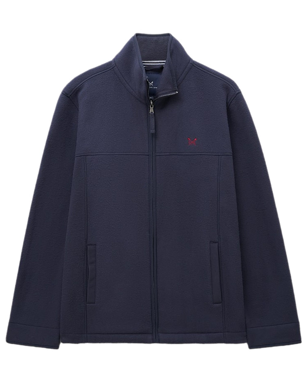 Heritage Dark Navy Coloured Crew Clothing Mens Aldringham Fleece Jacket on white background 