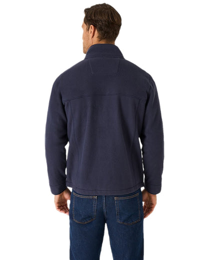 Heritage Dark Navy Coloured Crew Clothing Mens Aldringham Fleece Jacket on white background 