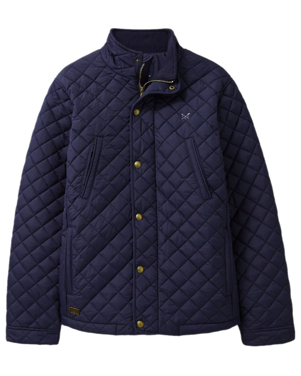 Heritage Dark Navy Coloured Crew Clothing Mens Chapley Quilted Jacket on white background 