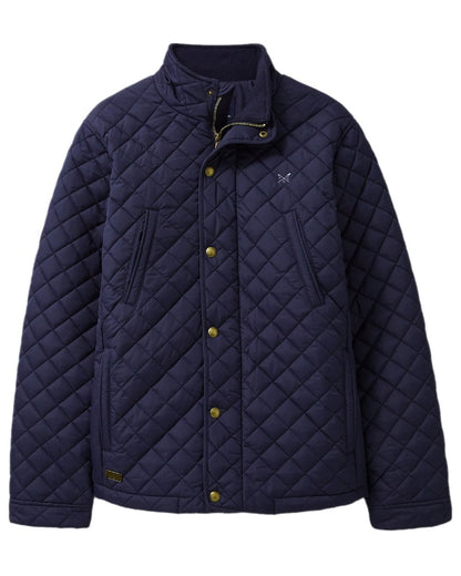 Heritage Dark Navy Coloured Crew Clothing Mens Chapley Quilted Jacket on white background 
