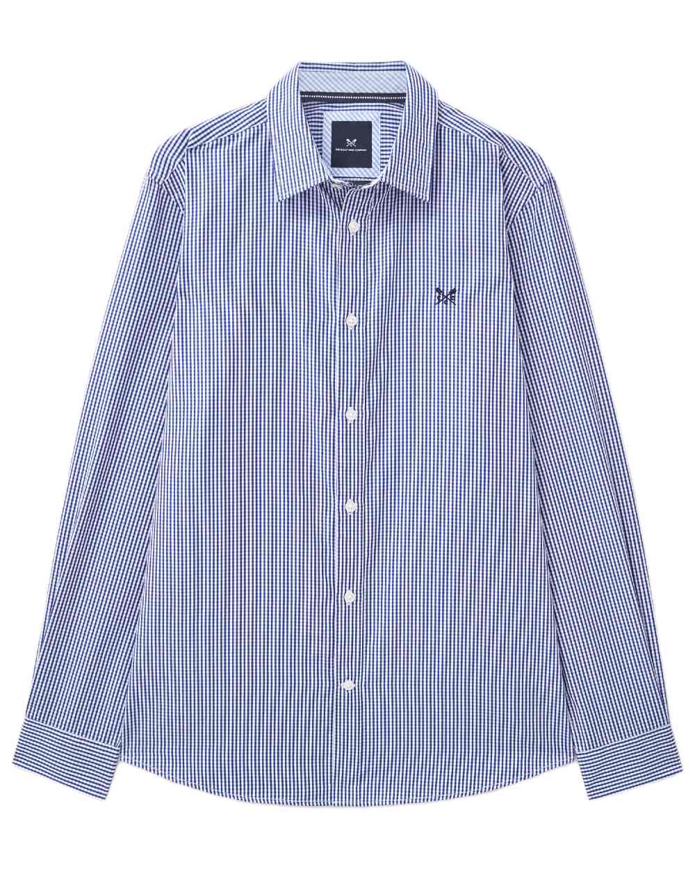 Ultramarine Heritage White Coloured Crew Clothing Mens Classic Micro Gingham Shirt on white background 